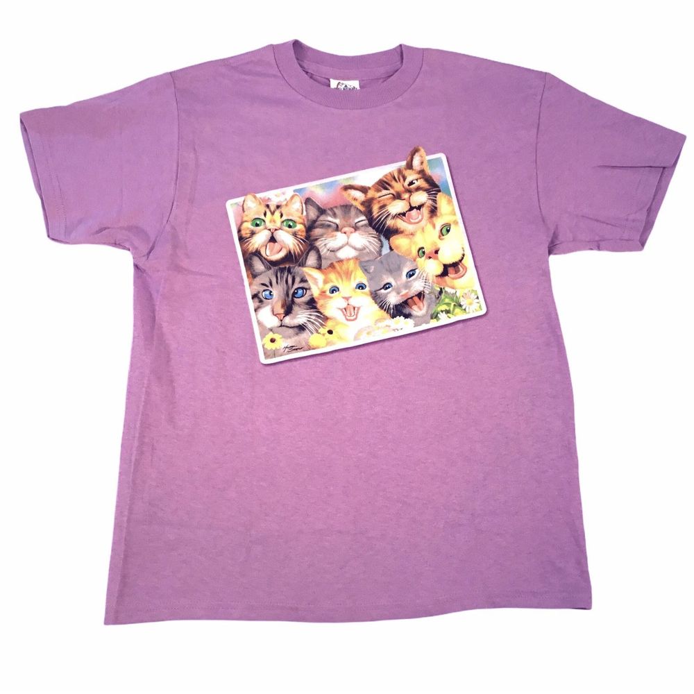 Kittens Cats Selfie Child Size 4 TShirt Purple New